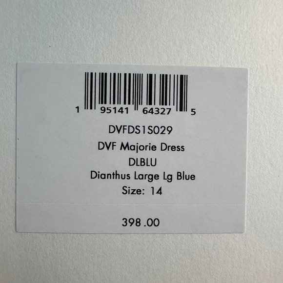 Diane Von Furstenberg Floral Puff‎ Sleeve Dress Size 14 Dianthus Blue White NEW - Picture 14 of 15